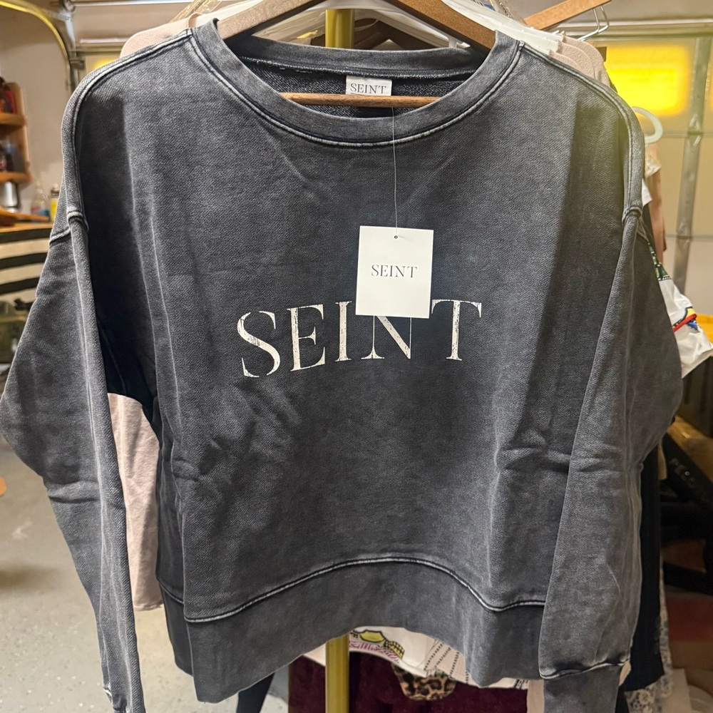 SEINT Women's Gray Crew Neck Sweater